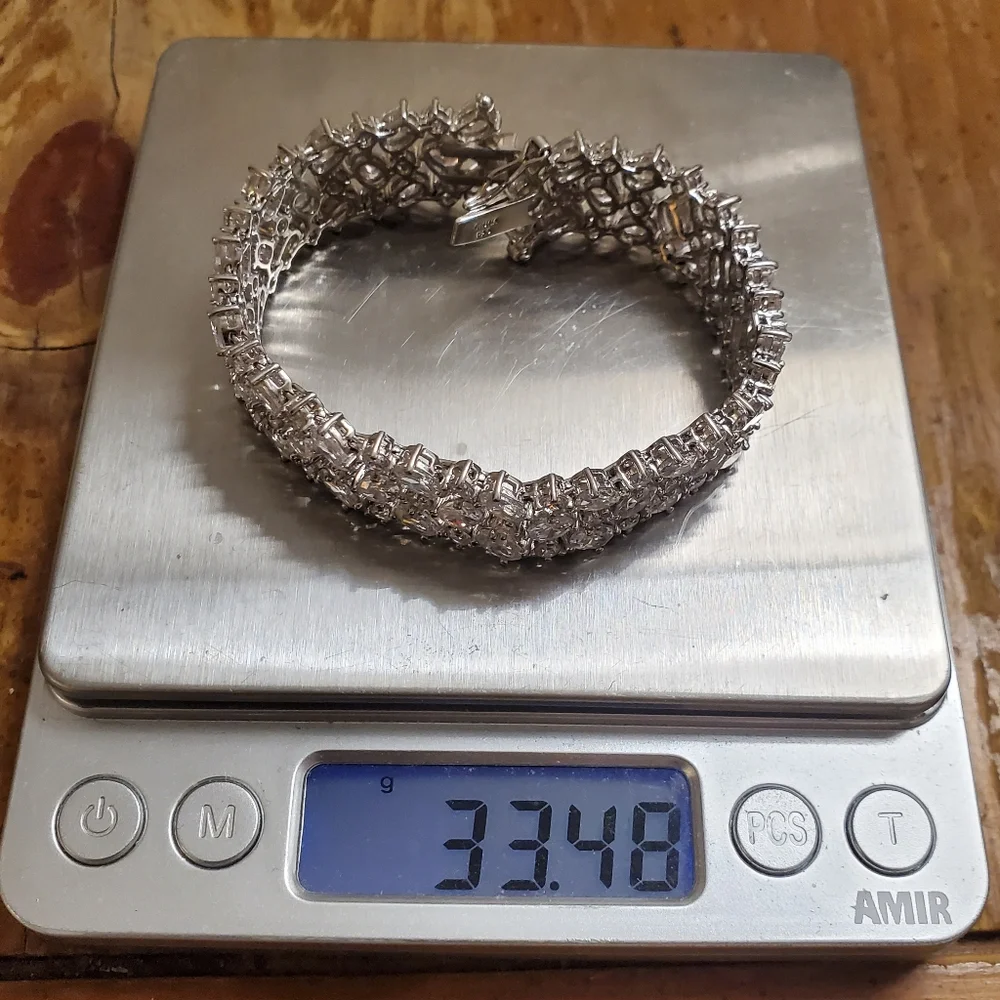Heavy Sterling Silver Cz Bracelet